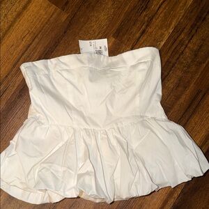 Forever 21 White Strapless Smocked bubble Top